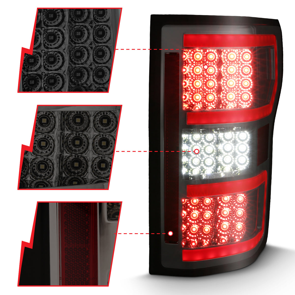 Tail Light Set LED Tail Lights LED Taillight Smoke (Red Light Bar) (W/ Sequential) Pair Ford F-150 2018-2020 AnzoUSA-2