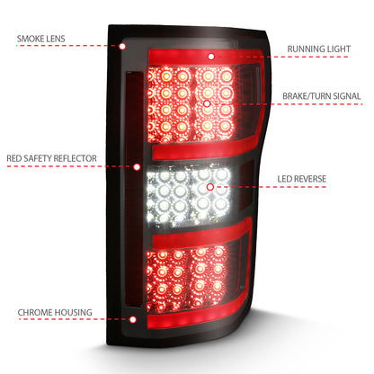 Tail Light Set LED Tail Lights LED Taillight Smoke (Red Light Bar) (W/ Sequential) Pair Ford F-150 2018-2020 AnzoUSA-3