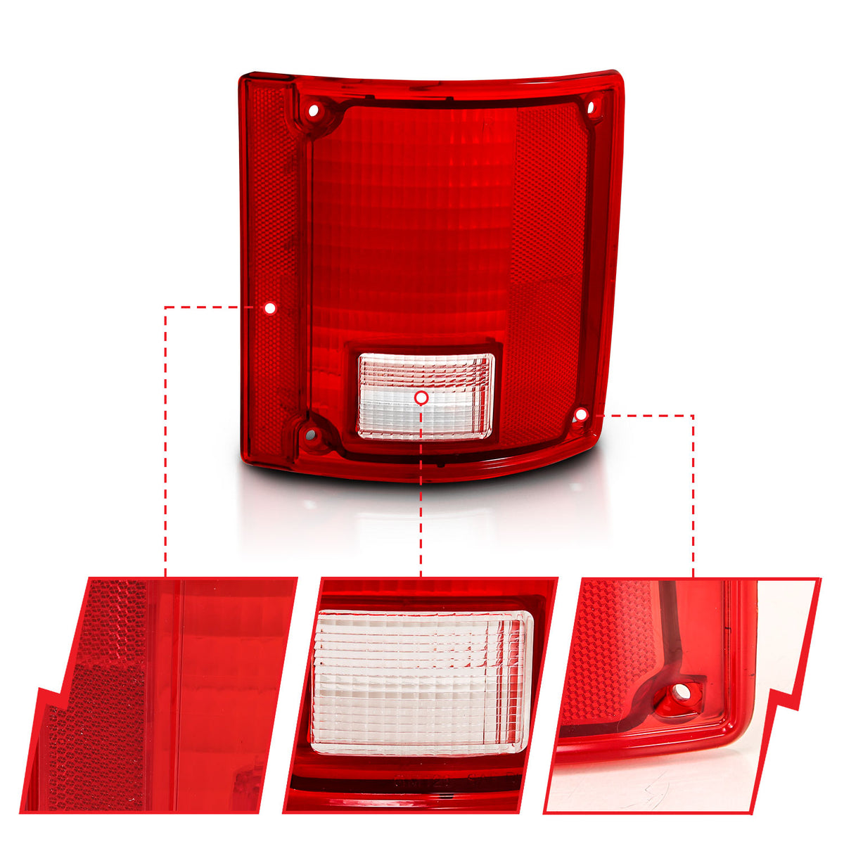 Tail Light Set Red/Clear Lens W/O Chrome Trim (OE Replacement) Pair Chevrolet Blazer 1987-1991, Chevrolet K5 Blazer 1978-1986, GMC Jimmy 1983-1991 AnzoUSA-2