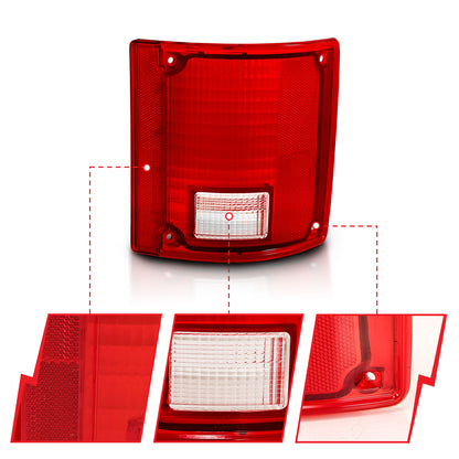 Tail Light Set Red/Clear Lens W/O Chrome Trim (OE Replacement) Pair Chevrolet Blazer 1987-1991, Chevrolet K5 Blazer 1978-1986, GMC Jimmy 1983-1991 AnzoUSA-2
