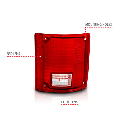 Tail Light Set Red/Clear Lens W/O Chrome Trim (OE Replacement) Pair Chevrolet Blazer 1987-1991, Chevrolet K5 Blazer 1978-1986, GMC Jimmy 1983-1991 AnzoUSA-3