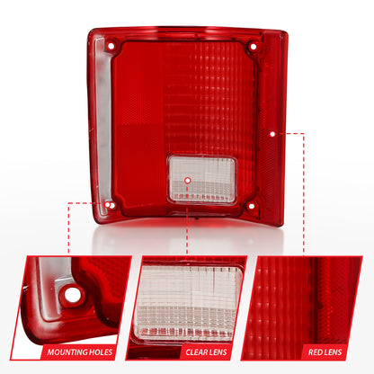 Tail Light Set Red/Clear Lens W/O Chrome Trim (OE Replacement) Pair Chevrolet Blazer 1987-1991, Chevrolet K5 Blazer 1978-1986, GMC Jimmy 1983-1991 AnzoUSA-4