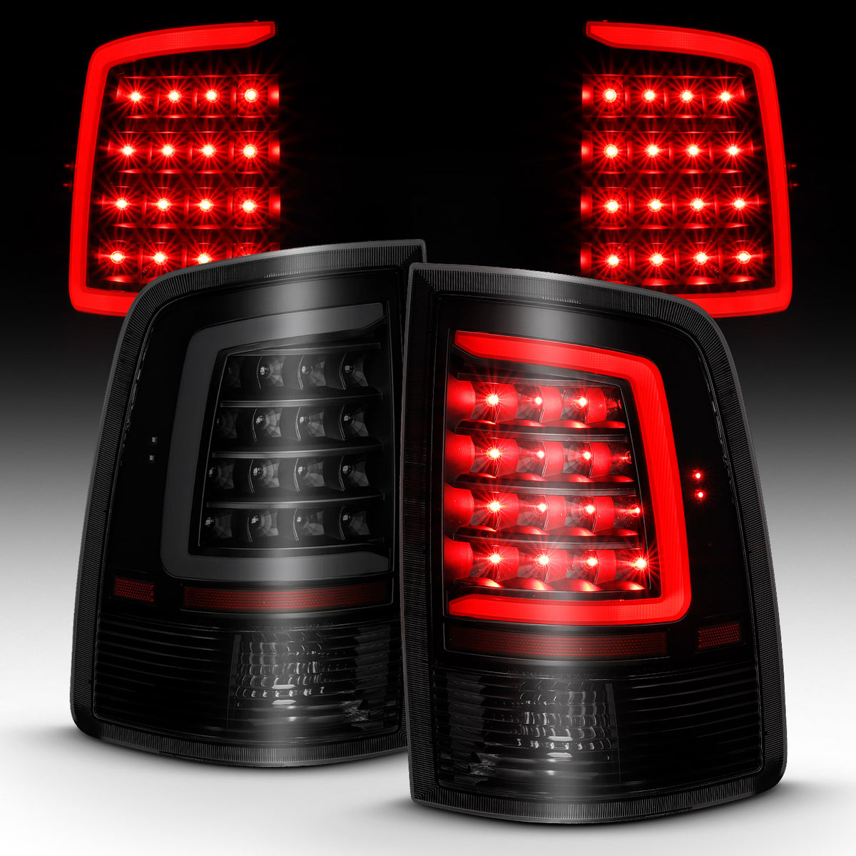 Tail Light Set LED Black Housing Smoke Lens PairRam 1500/2500/3500 2011-2018 AnzoUSA-6