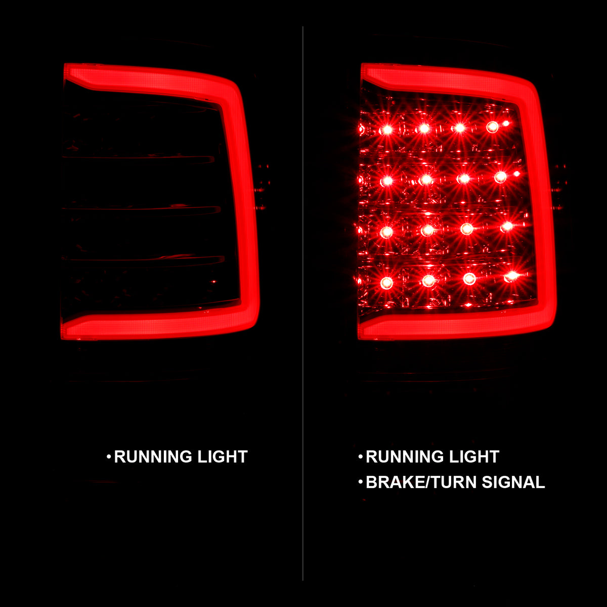 Tail Light Set LED Chrome Housing Clear Lens PairRam 1500/2500/3500 2011-2018 AnzoUSA-1