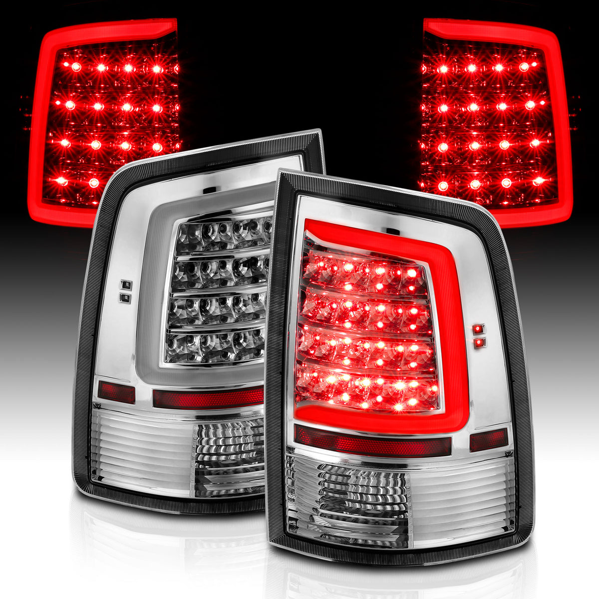 Tail Light Set LED Chrome Housing Clear Lens PairRam 1500/2500/3500 2011-2018 AnzoUSA-6
