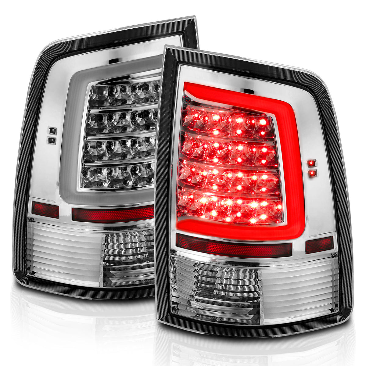 Tail Light Set LED Chrome Housing Clear Lens PairRam 1500/2500/3500 2011-2018 AnzoUSA-7