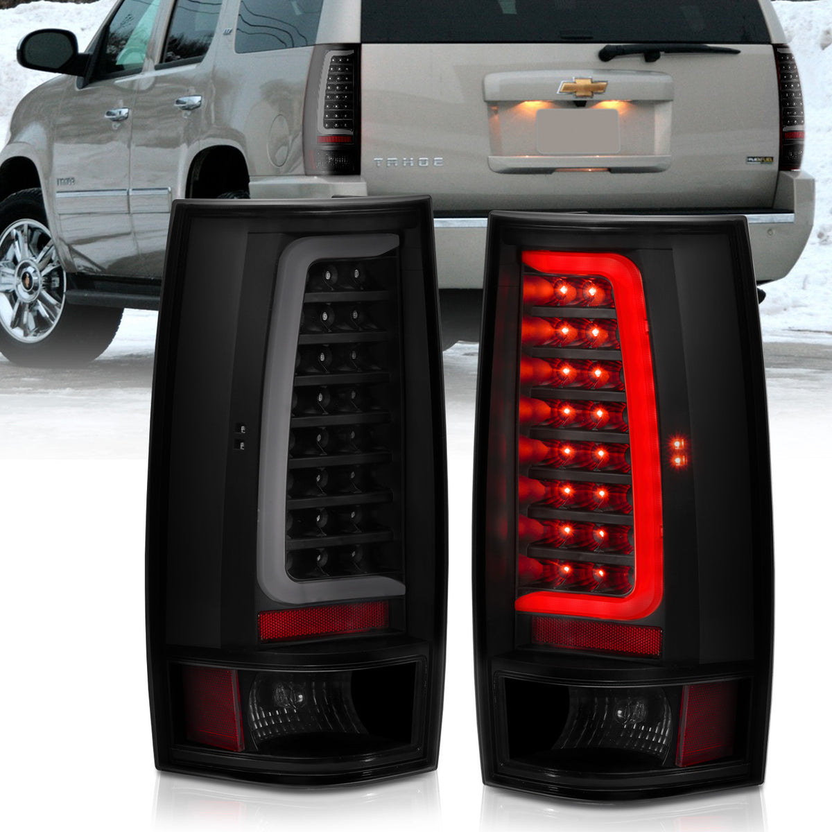 Tail Light Set LED Black Housing Smoke Lens Pair Chevrolet Suburban 2014, Chevrolet Suburban 1500/Tahoe 2007-2014, Suburban 2500/Yukon XL 2500 2007-2013, GMC Yukon/XL 1500 2007-2014 AnzoUSA