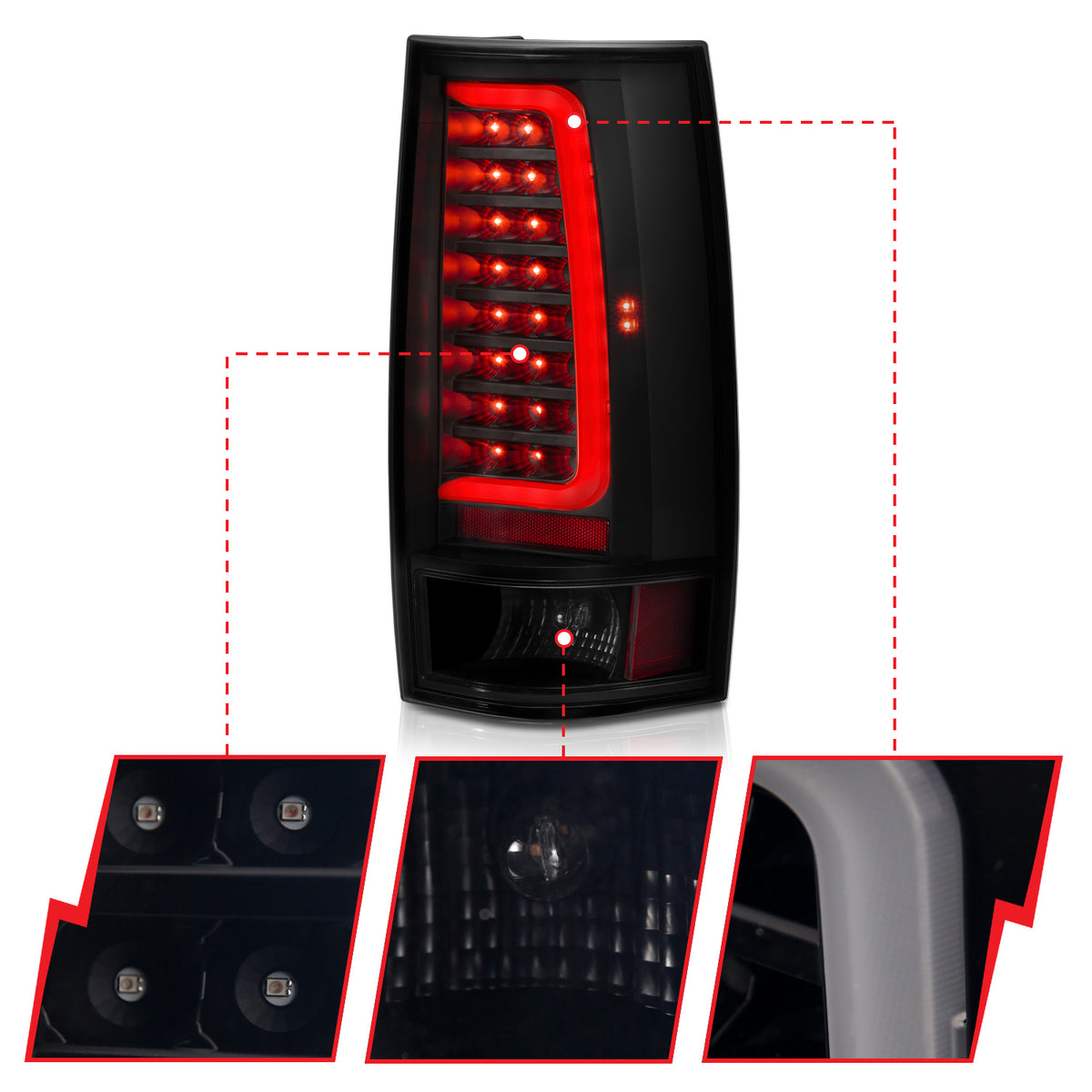 Tail Light Set LED Black Housing Smoke Lens Pair Chevrolet Suburban 2014, Chevrolet Suburban 1500/Tahoe 2007-2014, Suburban 2500/Yukon XL 2500 2007-2013, GMC Yukon/XL 1500 2007-2014 AnzoUSA-2