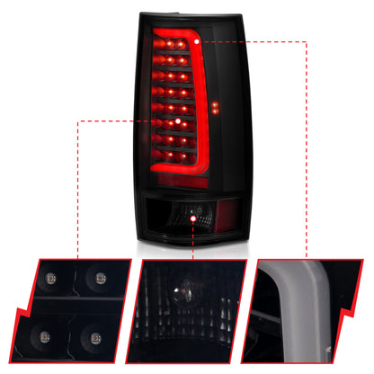 Tail Light Set LED Black Housing Smoke Lens Pair Chevrolet Suburban 2014, Chevrolet Suburban 1500/Tahoe 2007-2014, Suburban 2500/Yukon XL 2500 2007-2013, GMC Yukon/XL 1500 2007-2014 AnzoUSA-2