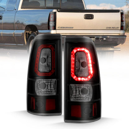 Tail Light Set LED Black Housing Smoke Lens Pair Chevrolet Silverado 1500/2500 1999-2002, 1500 HD/2500 HD 2001-2002, 3500 2001-2003, GMC Sierra 1500 1999-2007, 1500 HD/2500 HD/3500 2001-2007, 2500 1999-2004 AnzoUSA