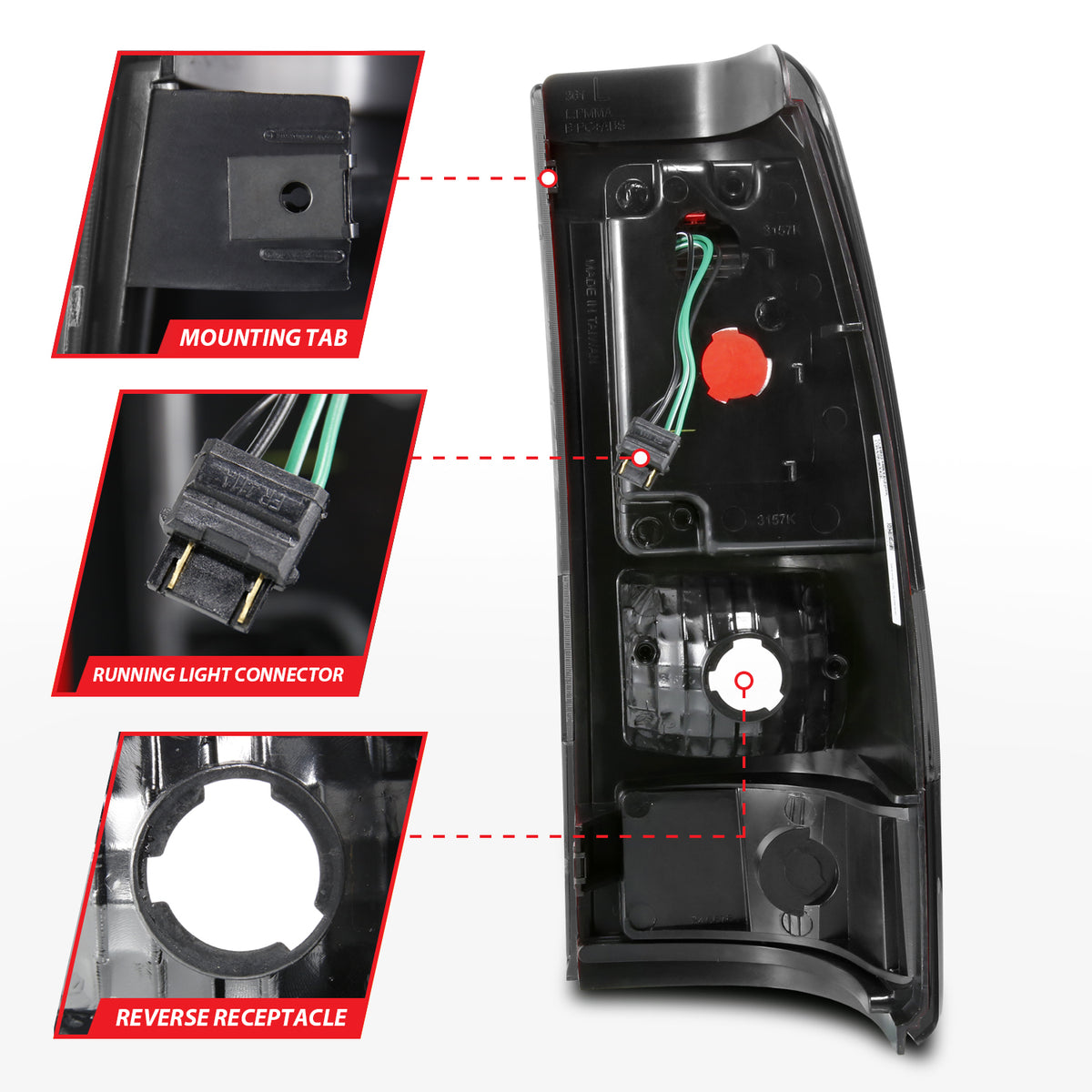 Tail Light Set LED Black Housing Smoke Lens Pair Chevrolet Silverado 1500/2500 1999-2002, 1500 HD/2500 HD 2001-2002, 3500 2001-2003, GMC Sierra 1500 1999-2007, 1500 HD/2500 HD/3500 2001-2007, 2500 1999-2004 AnzoUSA-4