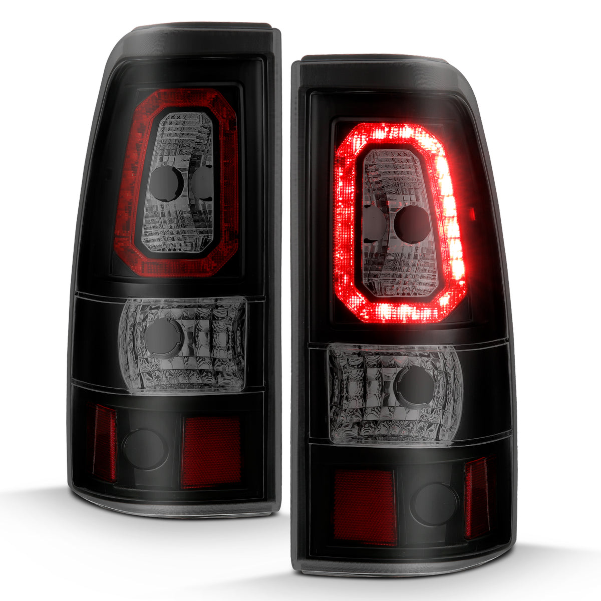 Tail Light Set LED Black Housing Smoke Lens Pair Chevrolet Silverado 1500/2500 1999-2002, 1500 HD/2500 HD 2001-2002, 3500 2001-2003, GMC Sierra 1500 1999-2007, 1500 HD/2500 HD/3500 2001-2007, 2500 1999-2004 AnzoUSA-6