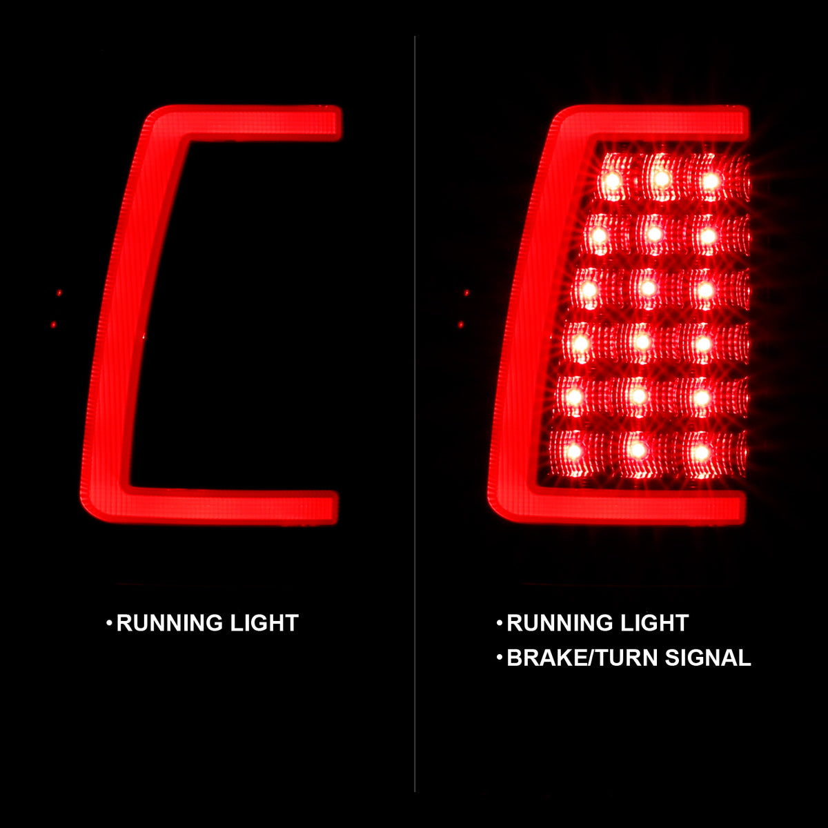 Tail Light Set LED Black Housing Clear Lens Pair Chevrolet Silverado 1500/2500 1999-2002, 1500 HD/2500 HD 2001-2002, 3500 2001-2003, GMC Sierra 1500 1999-2007, 1500 HD/2500 HD/3500 2001-2006, 2500 1999-2004 AnzoUSA-1