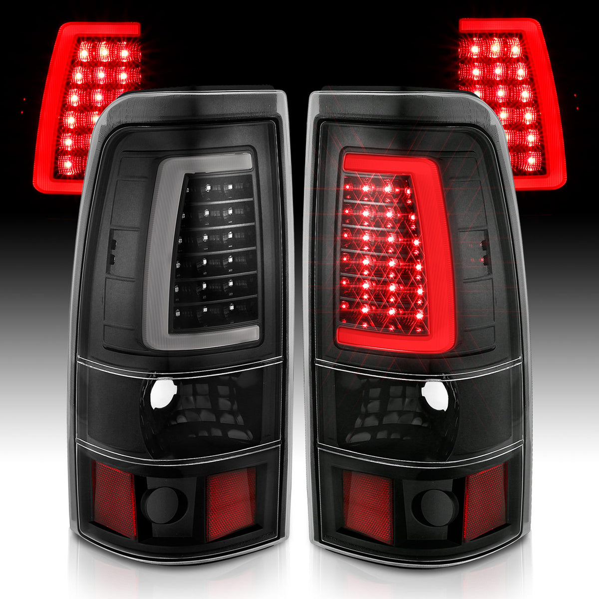 Tail Light Set LED Black Housing Clear Lens Pair Chevrolet Silverado 1500/2500 1999-2002, 1500 HD/2500 HD 2001-2002, 3500 2001-2003, GMC Sierra 1500 1999-2007, 1500 HD/2500 HD/3500 2001-2006, 2500 1999-2004 AnzoUSA-6