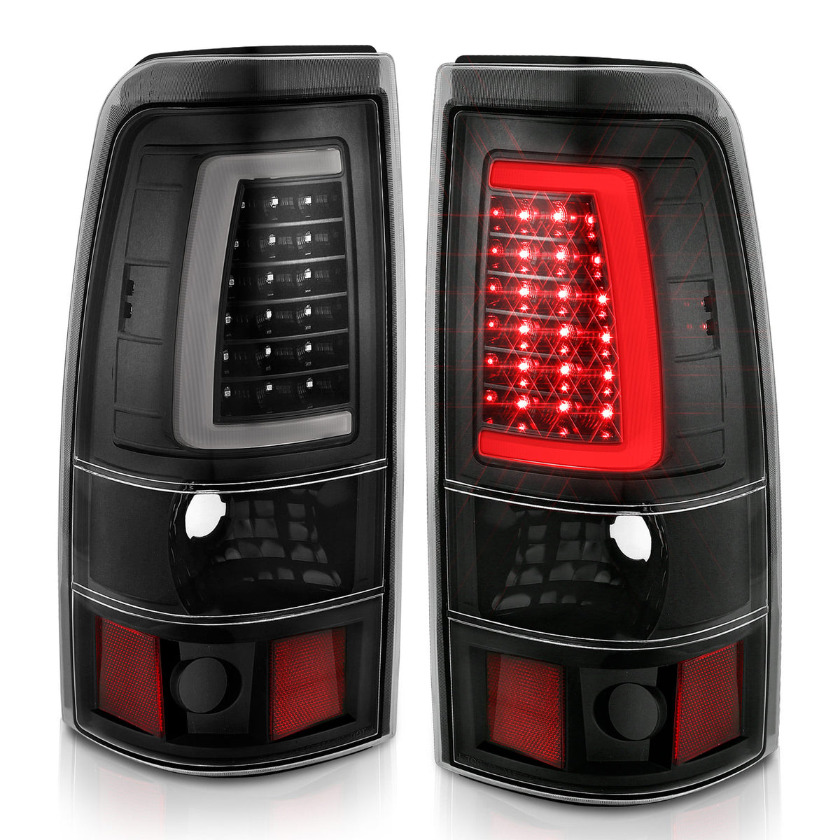 Tail Light Set LED Black Housing Clear Lens Pair Chevrolet Silverado 1500/2500 1999-2002, 1500 HD/2500 HD 2001-2002, 3500 2001-2003, GMC Sierra 1500 1999-2007, 1500 HD/2500 HD/3500 2001-2006, 2500 1999-2004 AnzoUSA-7