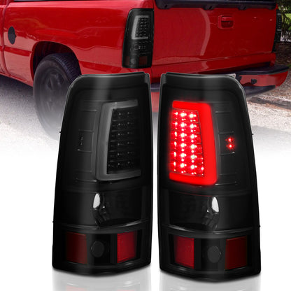 Tail Light Set LED Black Housing Smoke Lens Pair Chevrolet Silverado 1500/2500 1999-2002, 1500 HD/2500 HD 2001-2002, 3500 2001-2003, GMC Sierra 1500 1999-2007, 1500 HD/2500 HD/3500 2001-2006, 2500 1999-2004 AnzoUSA