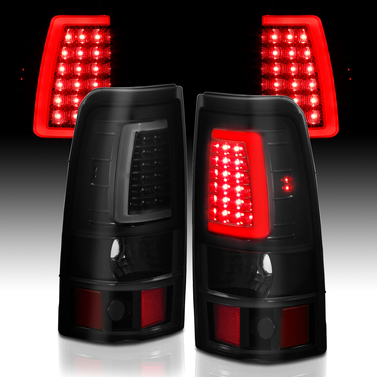 Tail Light Set LED Black Housing Smoke Lens Pair Chevrolet Silverado 1500/2500 1999-2002, 1500 HD/2500 HD 2001-2002, 3500 2001-2003, GMC Sierra 1500 1999-2007, 1500 HD/2500 HD/3500 2001-2006, 2500 1999-2004 AnzoUSA-6