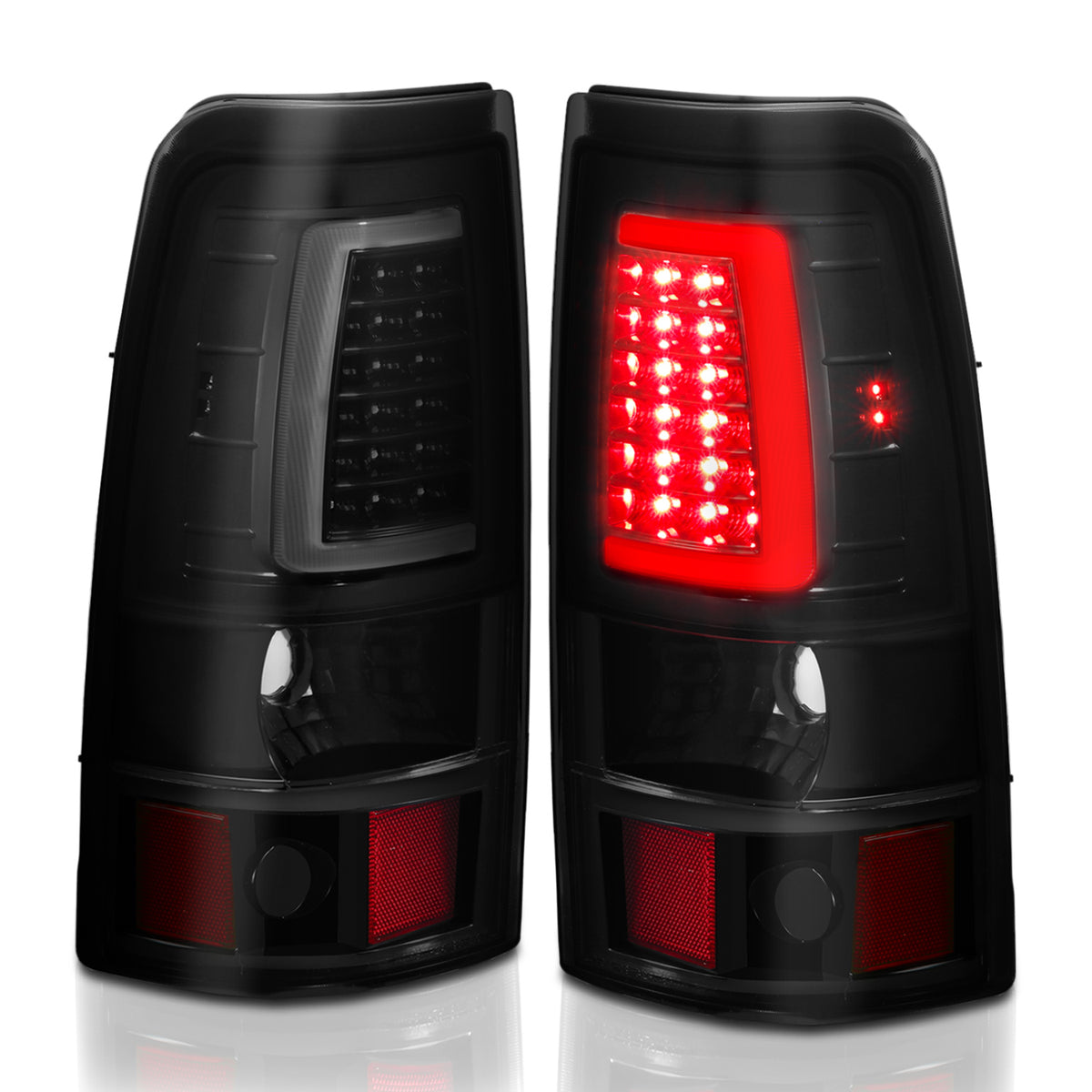Tail Light Set LED Black Housing Smoke Lens Pair Chevrolet Silverado 1500/2500 1999-2002, 1500 HD/2500 HD 2001-2002, 3500 2001-2003, GMC Sierra 1500 1999-2007, 1500 HD/2500 HD/3500 2001-2006, 2500 1999-2004 AnzoUSA-7