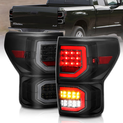 Tail Light Set Pair LED Black Housing Smoke Lens Toyota Tundra 2007-2013 AnzoUSA