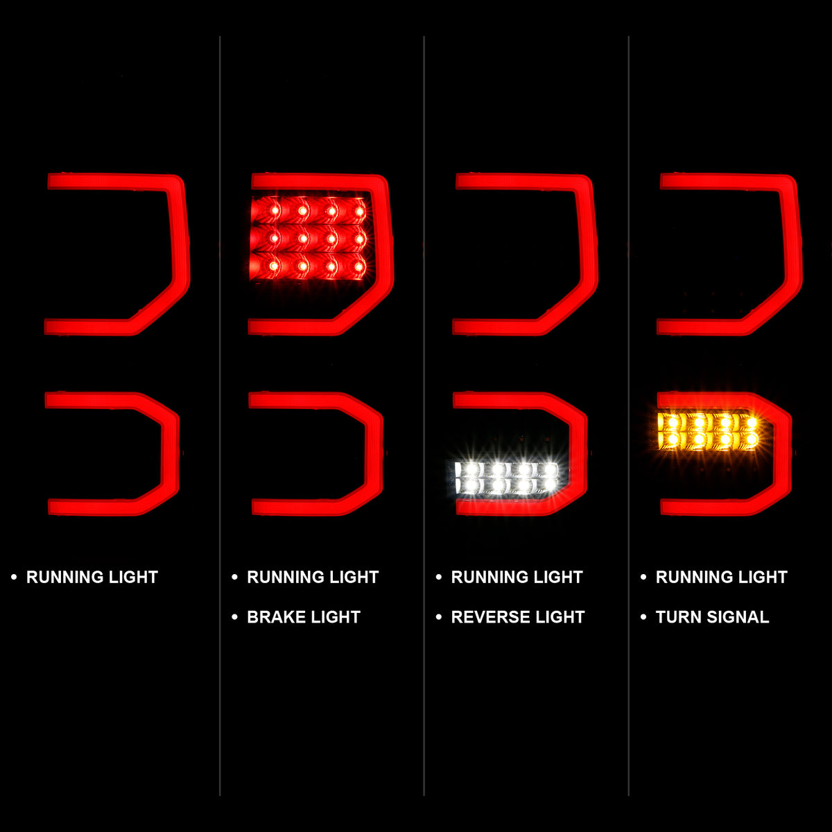 Tail Light Set Pair LED Black Housing Smoke Lens Toyota Tundra 2007-2013 AnzoUSA-1