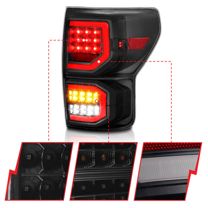 Tail Light Set Pair LED Black Housing Smoke Lens Toyota Tundra 2007-2013 AnzoUSA-2