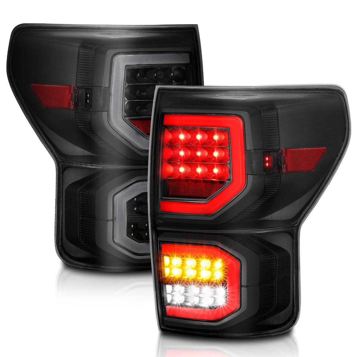 Tail Light Set Pair LED Black Housing Smoke Lens Toyota Tundra 2007-2013 AnzoUSA-7