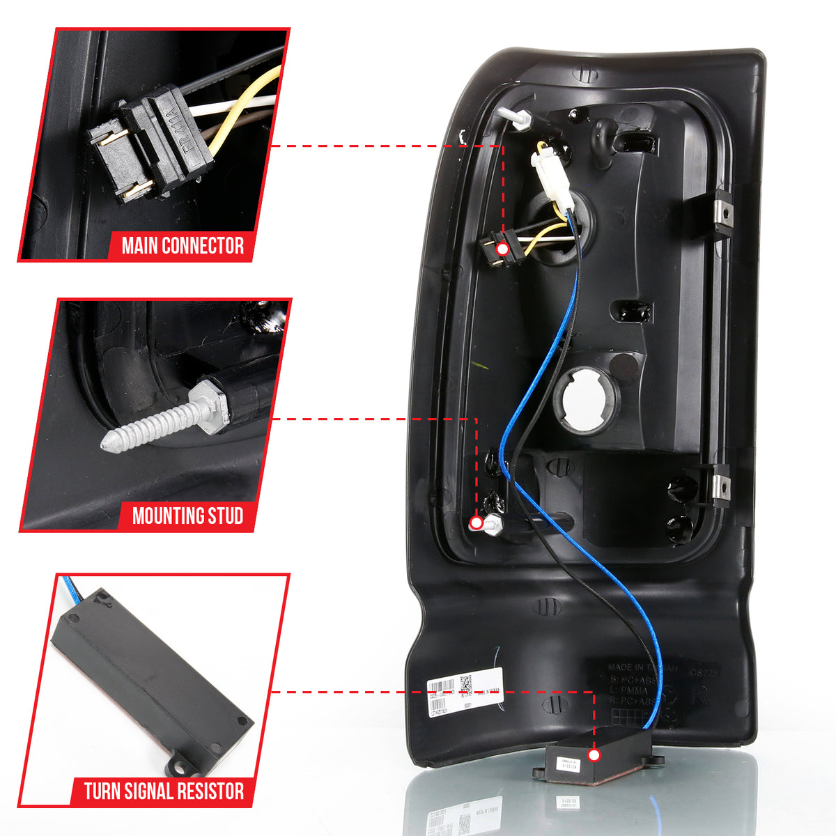 Tail Light Set LED Black Housing Smoke Lens Pair Dodge Ram 1500 1994-2001, 2500/3500 1994-2002 AnzoUSA-4
