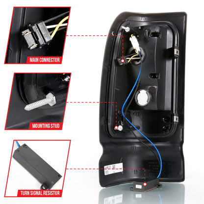 Tail Light Set LED Black Housing Smoke Lens Pair Dodge Ram 1500 1994-2001, 2500/3500 1994-2002 AnzoUSA-4