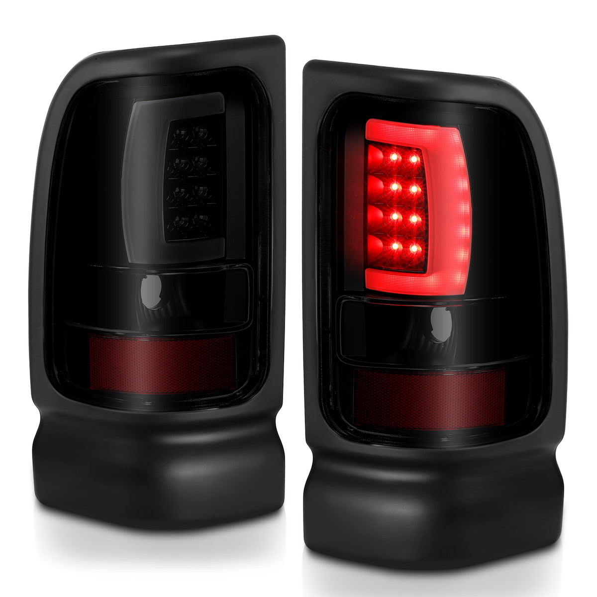 Tail Light Set LED Black Housing Smoke Lens Pair Dodge Ram 1500 1994-2001, 2500/3500 1994-2002 AnzoUSA-7