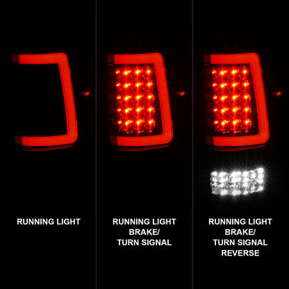 Tail Light Set LED Black Housing Clear Lens Pair Ford F-150 2004-2008 AnzoUSA-1
