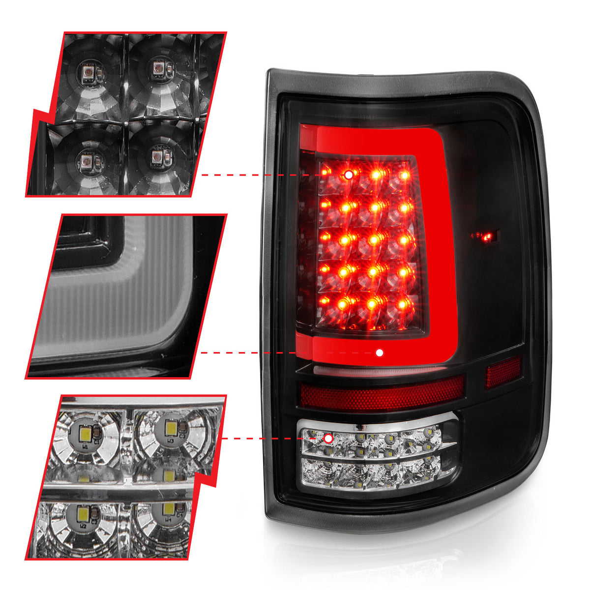 Tail Light Set LED Black Housing Clear Lens Pair Ford F-150 2004-2008 AnzoUSA-2