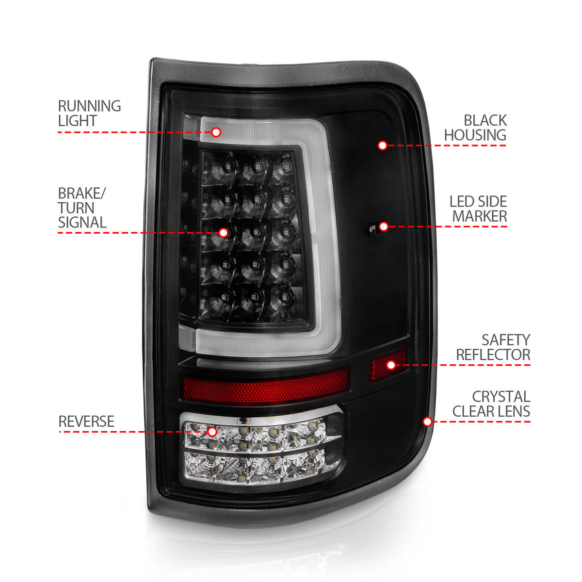 Tail Light Set LED Black Housing Clear Lens Pair Ford F-150 2004-2008 AnzoUSA-3