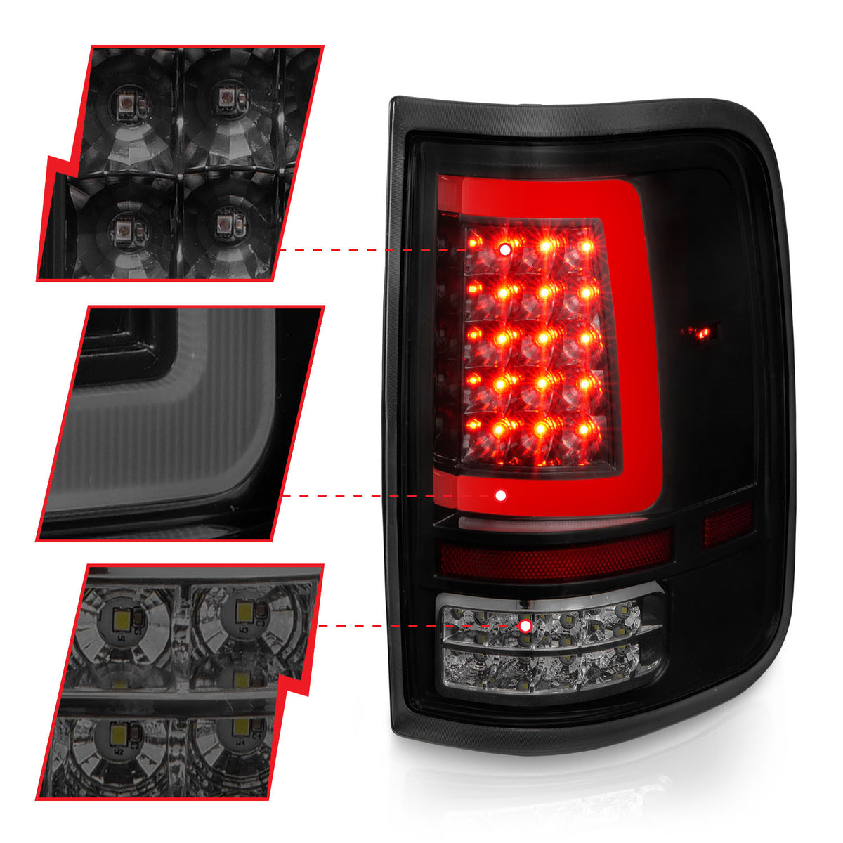 Tail Light Set LED Black Housing Smoke Lens Pair Ford F-150 2004-2008 AnzoUSA-2