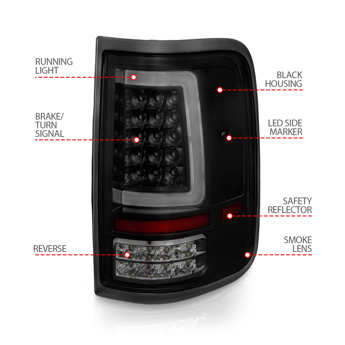 Tail Light Set LED Black Housing Smoke Lens Pair Ford F-150 2004-2008 AnzoUSA-3