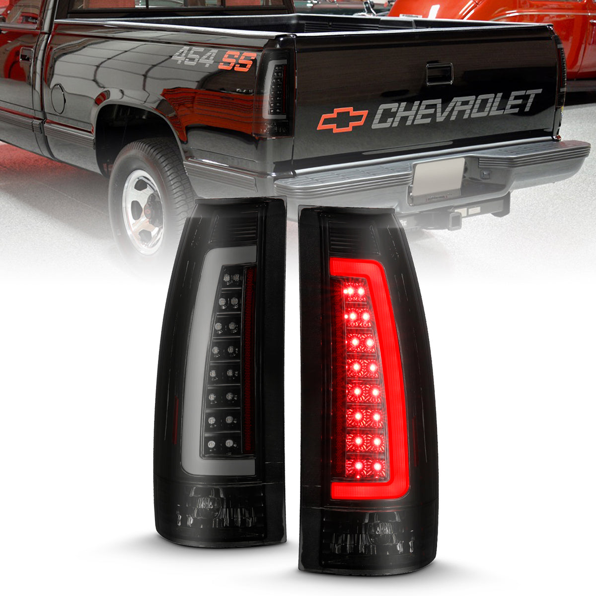 Tail Light Set LED Black Housing Smoke Lens Pair Chevy/GMC/Cadillac Trucks/SUVs 1988-2001 AnzoUSA