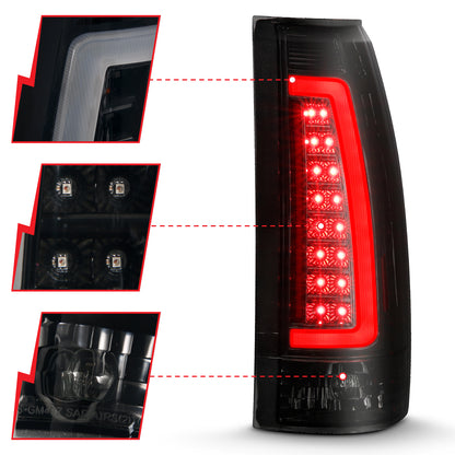 Tail Light Set LED Black Housing Smoke Lens Pair Chevy/GMC/Cadillac Trucks/SUVs 1988-2001 AnzoUSA-2