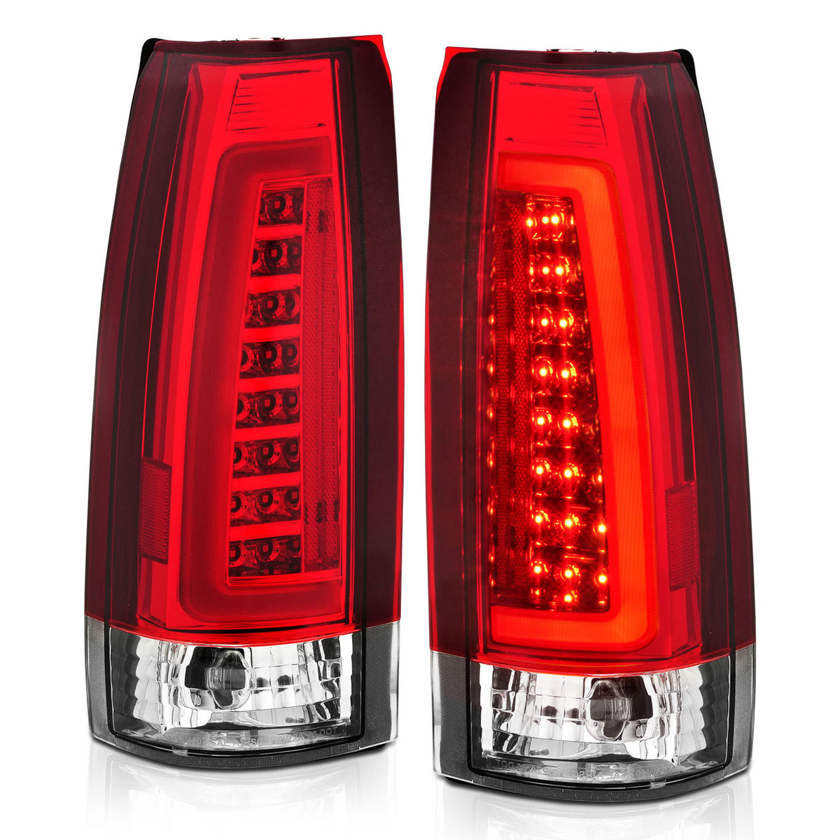 Tail Light Set LED Chrome Housing Red/Clear Lens Pair Escalade 1999-2000, Chevrolet Blazer/Suburban 1992-1994, C1500 1988-2001, C2500/C3500/K2500/K3500 1988-2000, Chevrolet K1500 1988-1999, Tahoe/Yukon 1992-2000, GMC C1500/K1500 1988-1999 AnzoUSA-1