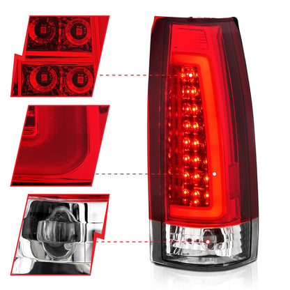 Tail Light Set LED Chrome Housing Red/Clear Lens Pair Escalade 1999-2000, Chevrolet Blazer/Suburban 1992-1994, C1500 1988-2001, C2500/C3500/K2500/K3500 1988-2000, Chevrolet K1500 1988-1999, Tahoe/Yukon 1992-2000, GMC C1500/K1500 1988-1999 AnzoUSA-2