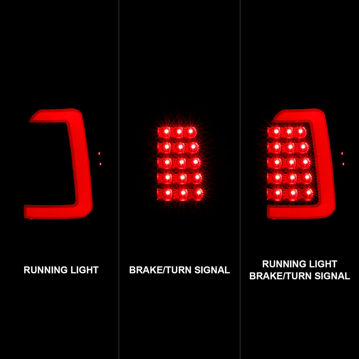 Tail Light Set LED Black Housing Clear Lens Pair Dodge Dakota 1997-2004 AnzoUSA-1