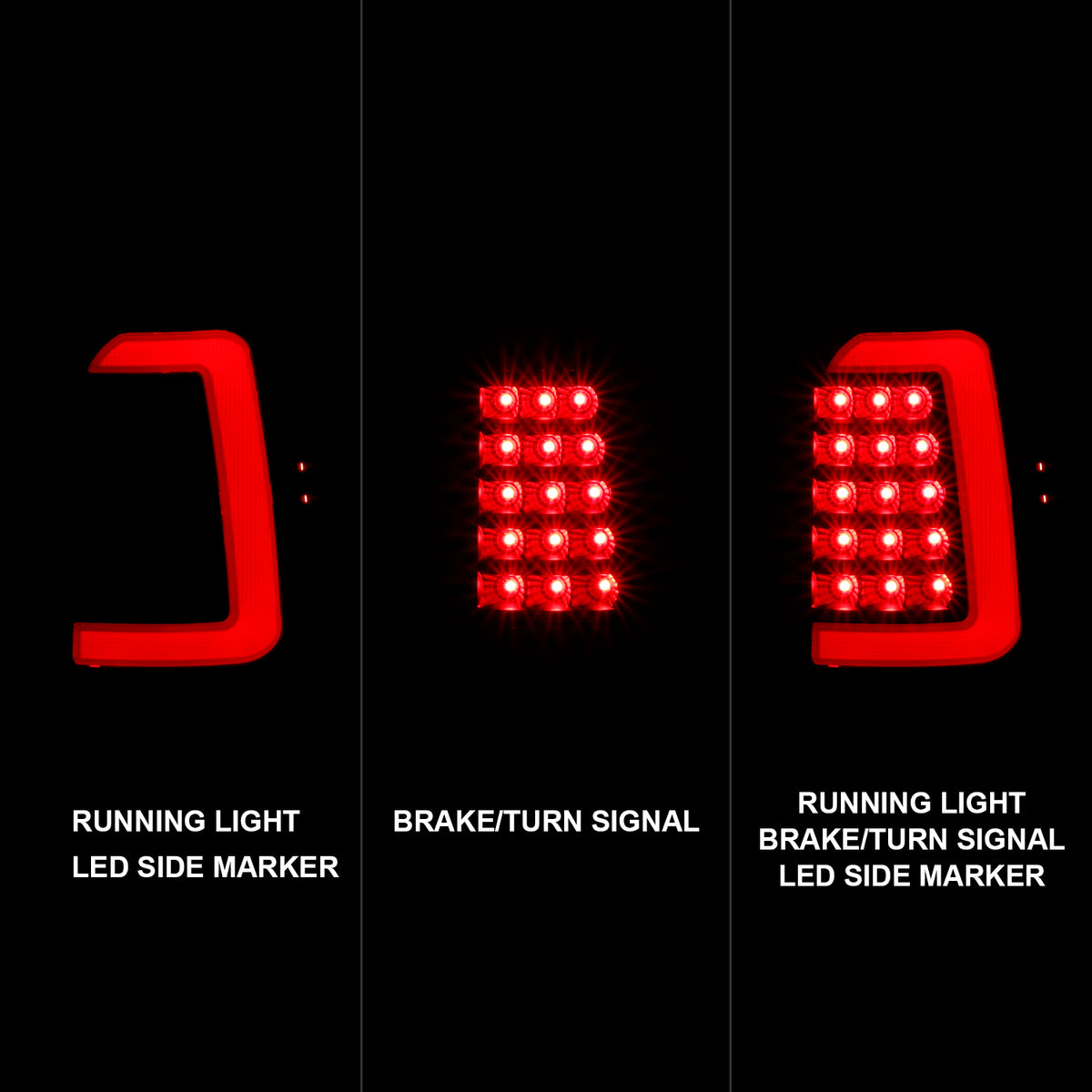 Tail Light Set LED Black Housing Smoke Lens Pair Dodge Dakota 1997-2004 AnzoUSA-1