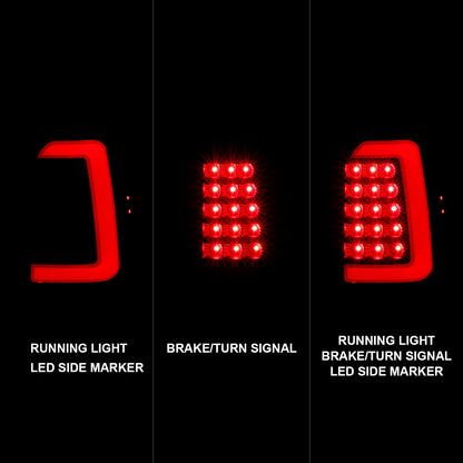 Tail Light Set LED Black Housing Smoke Lens Pair Dodge Dakota 1997-2004 AnzoUSA-1