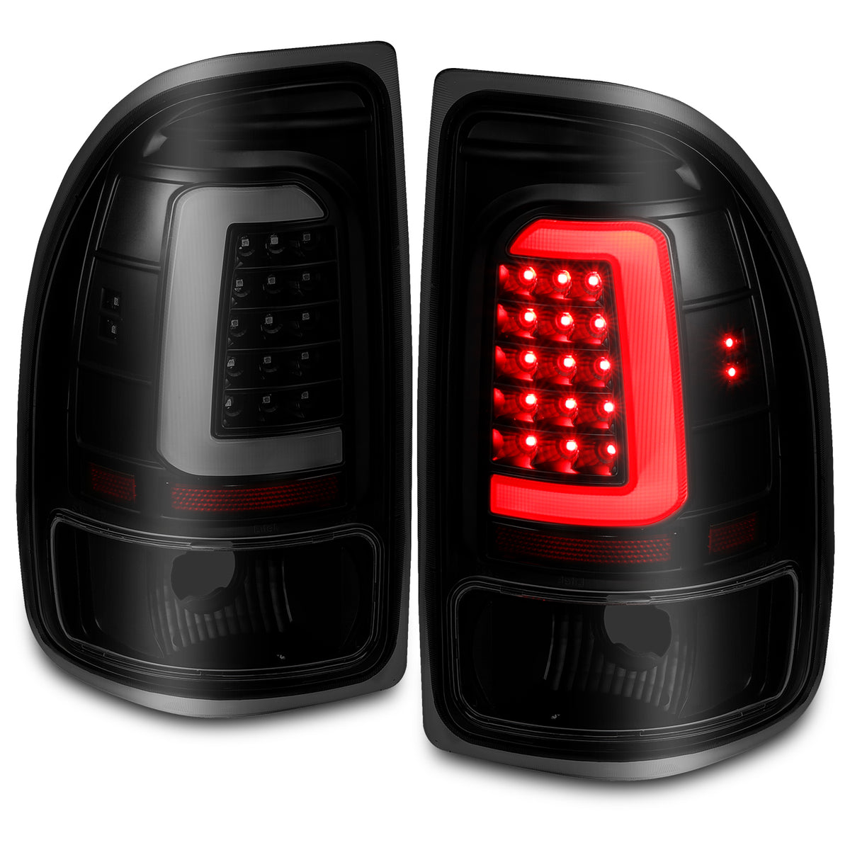 Tail Light Set LED Black Housing Smoke Lens Pair Dodge Dakota 1997-2004 AnzoUSA-6