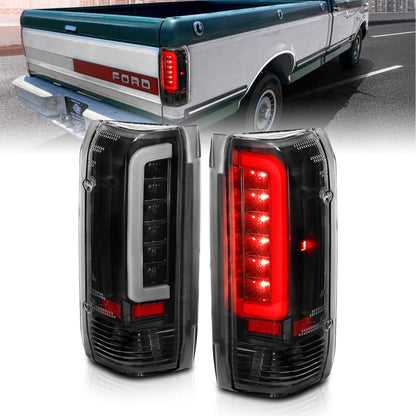 Tail Light Set LED Black Housing Clear Lens Pair Ford Bronco 1988-1996, Ford F-150/F-250 1987-1996, Ford F-350 1987-1998 AnzoUSA