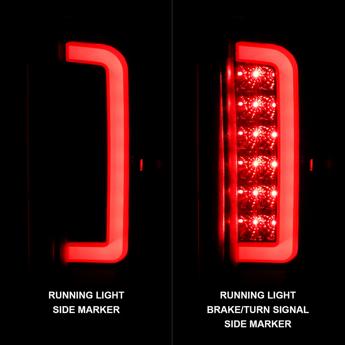 Tail Light Set LED Black Housing Clear Lens Pair Ford Bronco 1988-1996, Ford F-150/F-250 1987-1996, Ford F-350 1987-1998 AnzoUSA-1