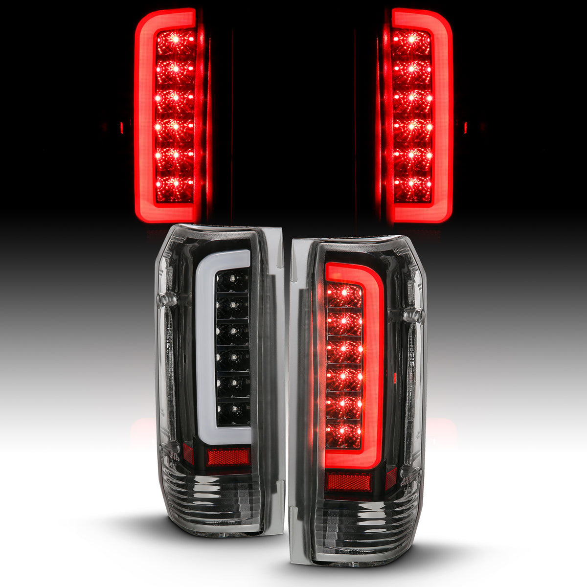 Tail Light Set LED Black Housing Clear Lens Pair Ford Bronco 1988-1996, Ford F-150/F-250 1987-1996, Ford F-350 1987-1998 AnzoUSA-6