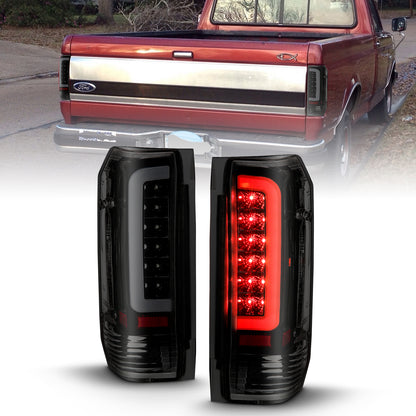 Tail Light Set LED Black Housing Smoke Lens Pair Ford Bronco 1988-1996, Ford F-150/F-250 1987-1996, Ford F-350 1987-1998 AnzoUSA