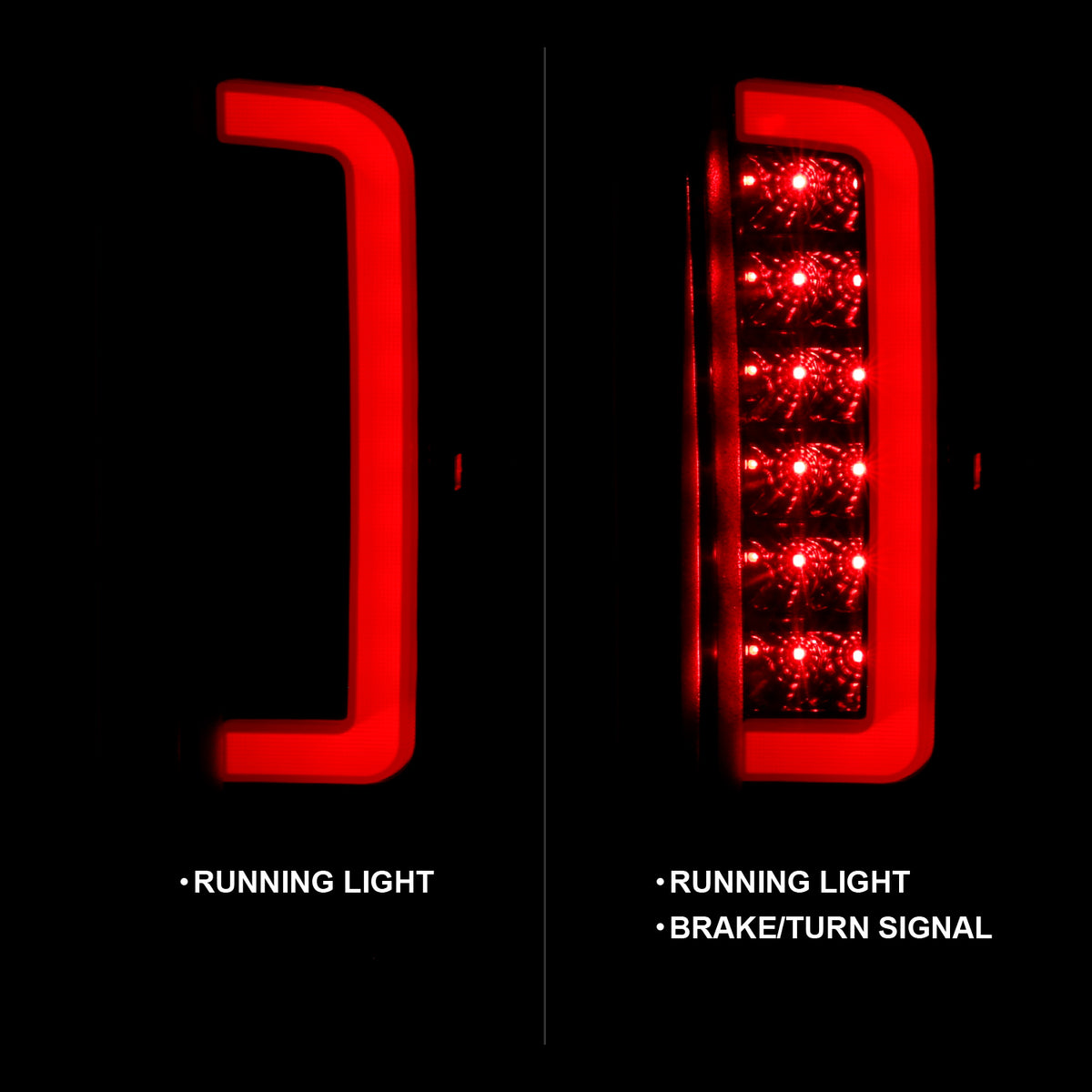 Tail Light Set LED Black Housing Smoke Lens Pair Ford Bronco 1988-1996, Ford F-150/F-250 1987-1996, Ford F-350 1987-1998 AnzoUSA-1
