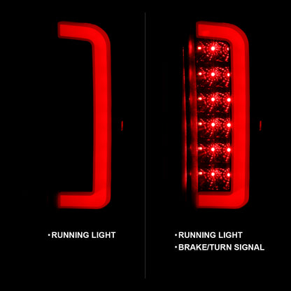 Tail Light Set LED Black Housing Smoke Lens Pair Ford Bronco 1988-1996, Ford F-150/F-250 1987-1996, Ford F-350 1987-1998 AnzoUSA-1
