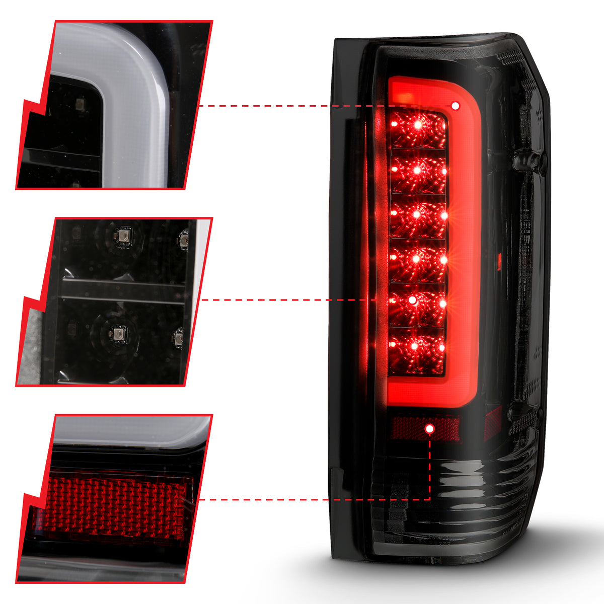 Tail Light Set LED Black Housing Smoke Lens Pair Ford Bronco 1988-1996, Ford F-150/F-250 1987-1996, Ford F-350 1987-1998 AnzoUSA-2