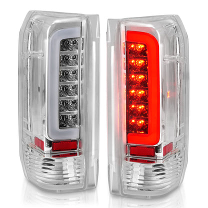 Tail Light Set LED Chrome Housing Clear Lens Pair Ford Bronco 1988-1996, Ford F-150/F-250 1987-1996, Ford F-350 1987-1998 AnzoUSA-1